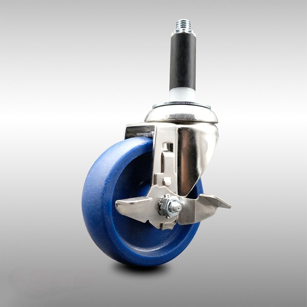 4 Inch 316SS Solid Polyurethane Swivel 3/4 Inch Expanding Stem Caster Brake